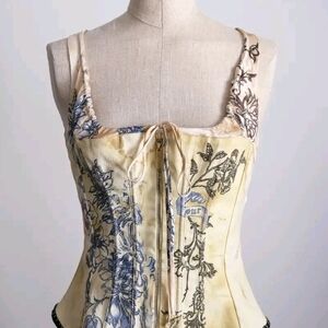 Roberto Cavalli Denim And Silk Corset Bustier Tiger Tattoo Rare